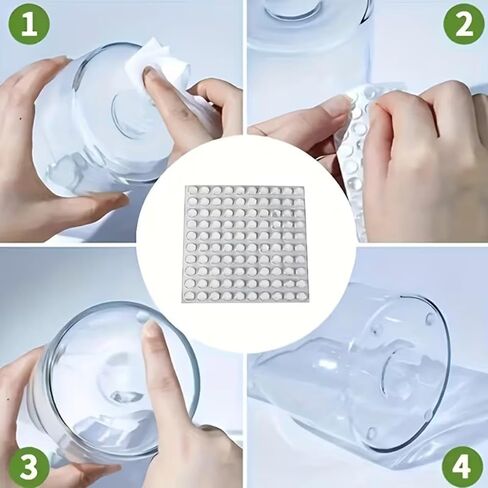 100Pcs Clear Cabinet Door Bumpers - 10mm Self-Adhesive Silicone Bumper Pads, Sound Dampening Rubber Feet Dots for Kitchen Drawers, Glass Tops, Cutting Boards, Doors, Picture Frames in Kuwait