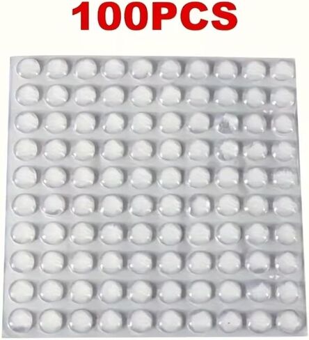 100Pcs Clear Cabinet Door Bumpers - 10mm Self-Adhesive Silicone Bumper Pads, Sound Dampening Rubber Feet Dots for Kitchen Drawers, Glass Tops, Cutting Boards, Doors, Picture Frames in Kuwait