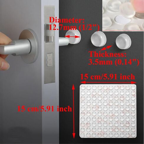 Cabinet Door Bumper Rubber Bumpers Clear Self Adhesive Stoppers Cupboard Door Drawer Furniture Wall Bumpers Dots Soft Close Pads Glass Tops Cutting Boards Picture Frames 1/2" (200pcs(1/2" Diameter)) in Kuwait