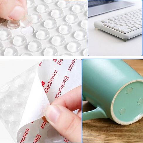 Cabinet Door Bumper Rubber Bumpers Clear Self Adhesive Stoppers Cupboard Door Drawer Furniture Wall Bumpers Dots Soft Close Pads Glass Tops Cutting Boards Picture Frames 1/2" (200pcs(1/2" Diameter)) in Kuwait