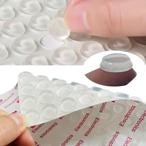 Cabinet Door Bumper Rubber Bumpers Clear Self Adhesive Stoppers Cupboard Door Drawer Furniture Wall Bumpers Dots Soft Close Pads Glass Tops Cutting Boards Picture Frames 1/2" (200pcs(1/2" Diameter)) in Kuwait