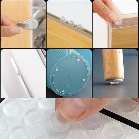 Cabinet Door Bumper Rubber Bumpers Clear Self Adhesive Stoppers Cupboard Door Drawer Furniture Wall Bumpers Dots Soft Close Pads Glass Tops Cutting Boards Picture Frames 1/2" (200pcs(1/2" Diameter)) in Kuwait