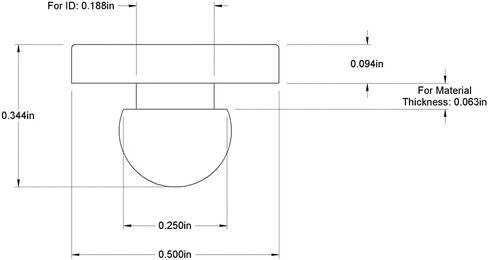 Push-in Ridged Stem Bumper Fits 3/16" Hole - 1/2" Diameter - 3/32" Height - 1/16" Panel Thickness (4 pack) in Kuwait
