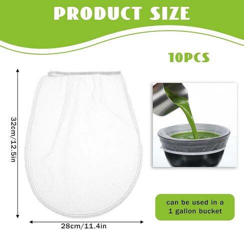 10 Pcs Paint Strainer Bags, 1 Gallon Paint Filter Strainer, Elasticity Opening Strainers Bags Disposable for Paints Bucket & Hydroponics in Kuwait