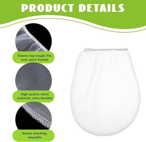 10 Pcs Paint Strainer Bags, 1 Gallon Paint Filter Strainer, Elasticity Opening Strainers Bags Disposable for Paints Bucket & Hydroponics in Kuwait