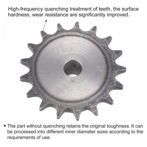 uxcell 17 Teeth Sprocket Type B Single Strand 1/2" Pitch, 12mm Bore A3 Carbon Steel for ISO 08B in Kuwait