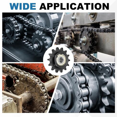 uxcell #60 Roller Chain Idler Sprocket, Type C 17mm Bore 3/4" Pitch 14 Tooth Tensioner with Double Bearing, Black Oxide Finished 1045 Steel for ANSI #60 (DIN/ISO 12A) Chains in Kuwait