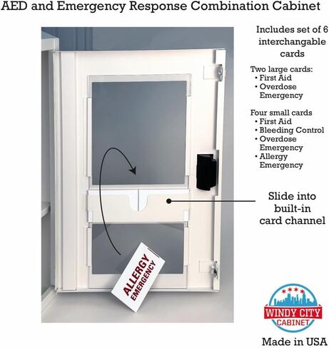 Automated External Defibrillator AED Cabinet with Alarm (9V Battery Not Included) & First Aid Kit Storage | Wall Mount Compatible, Steel | for Home, School, Business, Gym | AED Not Included in Kuwait