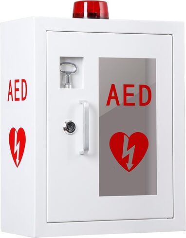 خزانة مزيل الرجفان AED مع إنذار للمنزل والمستشفى والمكتب | خزانة طبية AED مثبتة على الحائط مع قفل تناسب جميع العلامات التجارية AED مزيل الرجفان 12.8 x 6.7 x 16.1 بوصة in Kuwait