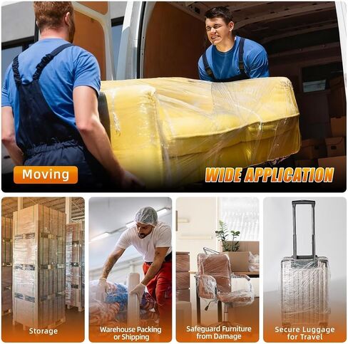 Stretch Film Shrink Wrap for Moving Supplies (15inch, 2 Pack) x 1000ft, Industrial Strength Plastic Wrap Stretch Roll for Pallet Wrapping Shipping Moving Boxes Storage Furniture with Handles, Clear in Kuwait