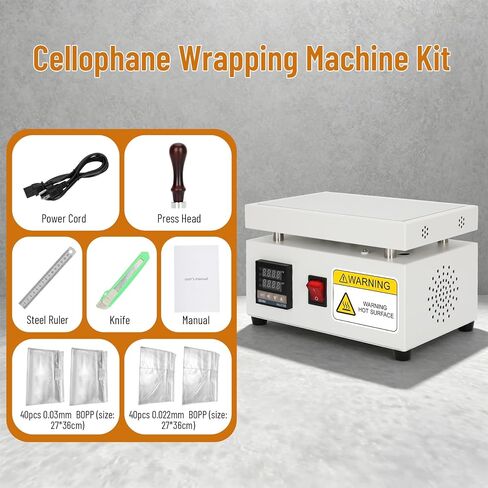 Cellophane Wrapping Machine, Manual Cellophane Overwrapping Machine, Desktop Heating Sealing Machine with PID Temperature Control for BOPP/PVC Film Used on Perfume, Cosmetics, and Action Figure Boxes in Kuwait