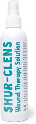 Shur-Clens Wound Therapy Solution - Clinical Hypochlorous Acid Wound Wash Spray for First Aid, Ulcers, Post-Op & Piercings - Surfactant-Free, No-Sting Cleanser, 8 oz in Kuwait
