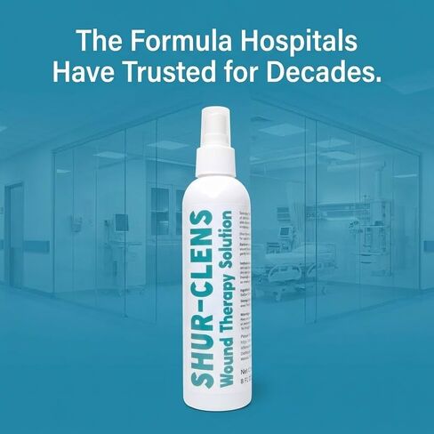 Shur-Clens Wound Therapy Solution - Clinical Hypochlorous Acid Wound Wash Spray for First Aid, Ulcers, Post-Op & Piercings - Surfactant-Free, No-Sting Cleanser, 8 oz in Kuwait