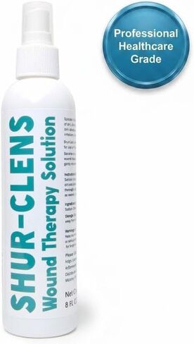Shur-Clens Wound Therapy Solution - Clinical Hypochlorous Acid Wound Wash Spray for First Aid, Ulcers, Post-Op & Piercings - Surfactant-Free, No-Sting Cleanser, 8 oz in Kuwait