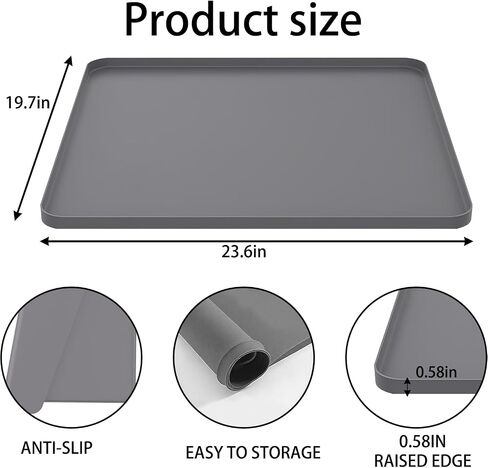23.6" x 19.7" Bedside Commodes Mat, Bedside Toilet Floor Mat with Raised Edge for Floor Protector, Silicone Non-Slip Protective Mat for Under Commode Chair, Recyclable and Waterproof in Kuwait
