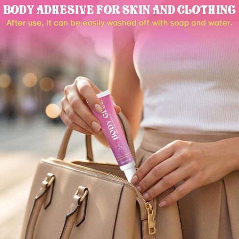 Body Glue for Clothes & Skin, Clear Body Adhesive, Strong Fashion Glue, Sweat Resistant, Water Wash Off For Dancers, Socks, Leotards, Bras, Wigs, Costumes, Hold All-Day 30 ML in Kuwait