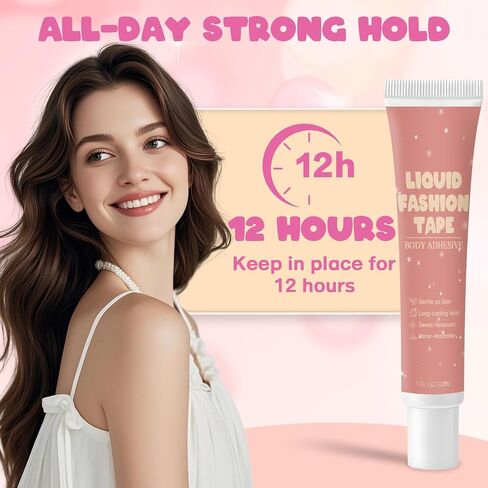 Body Adhesive for Clothing, Sweat Resistant & Long Lasting Body Glue for Clothes, Strong Hold for Dancers, Wigs, Bras, Stagewear & Costumes (30ml) in Kuwait