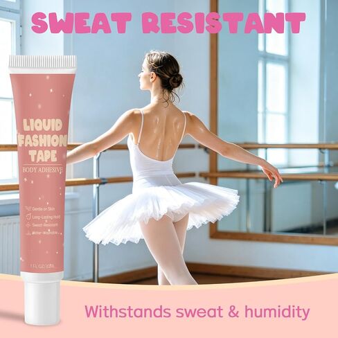 Body Adhesive for Clothing, Sweat Resistant & Long Lasting Body Glue for Clothes, Strong Hold for Dancers, Wigs, Bras, Stagewear & Costumes (30ml) in Kuwait