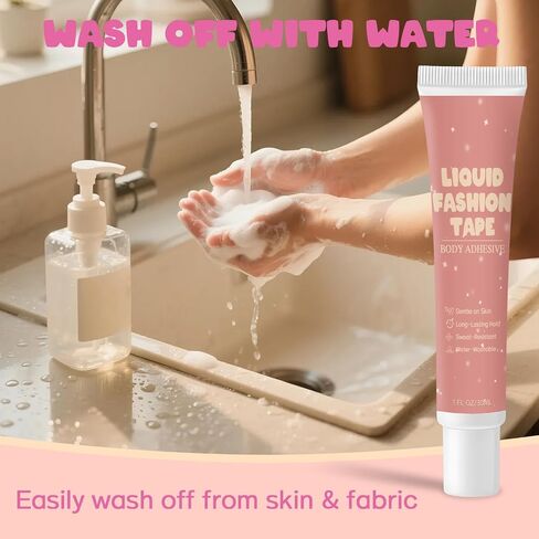 Body Adhesive for Clothing, Sweat Resistant & Long Lasting Body Glue for Clothes, Strong Hold for Dancers, Wigs, Bras, Stagewear & Costumes (30ml) in Kuwait