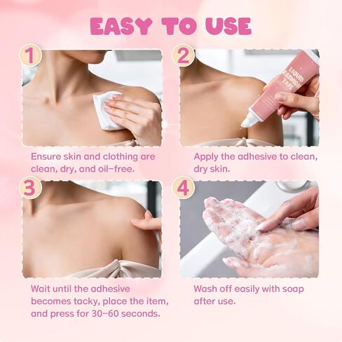 Body Adhesive for Clothing, Sweat Resistant & Long Lasting Body Glue for Clothes, Strong Hold for Dancers, Wigs, Bras, Stagewear & Costumes (30ml) in Kuwait