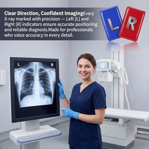 2Pcs Xray Markers with Lead L & R Letters, Clear Epoxy Resin Rectangle Xray Markers Includes 6Pcs Adhesive Strips Reusable & Washable in Kuwait