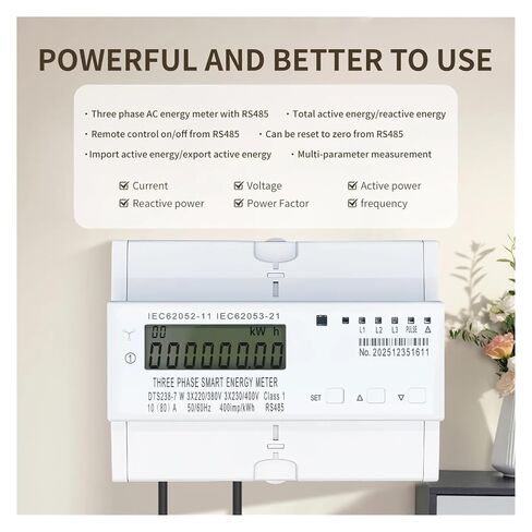 DTS238-7W Three Phase DIN Rail kWh Meter, 10(80) A 230/400V LCD RS485 in Kuwait