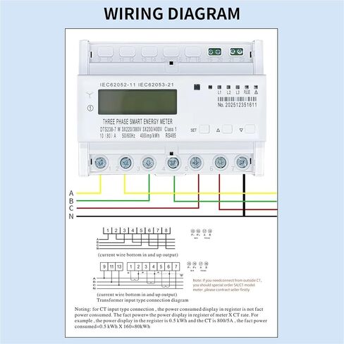 DTS238-7W Three Phase DIN Rail kWh Meter, 10(80) A 230/400V LCD RS485 in Kuwait
