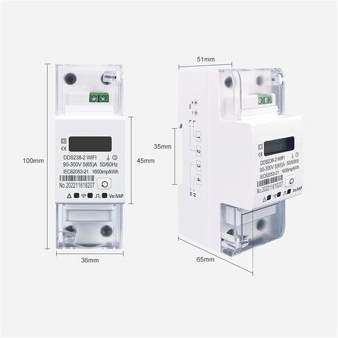 1P+N 65A Tuya WiFi Bi-Directional Energy Meter, Solar PV kWh Monitor in Kuwait