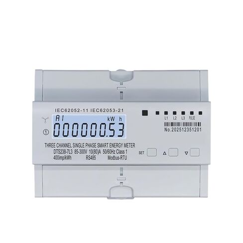 DTS238-7L3 DIN Rail 3-Circuit Single Phase kWh Meter, 80A 85-300V LCD RS485 in Kuwait