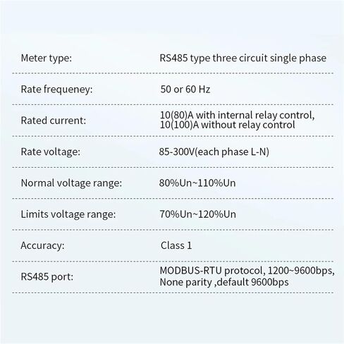 DTS238-7L3 DIN Rail 3-Circuit Single Phase kWh Meter, 80A 85-300V LCD RS485 in Kuwait