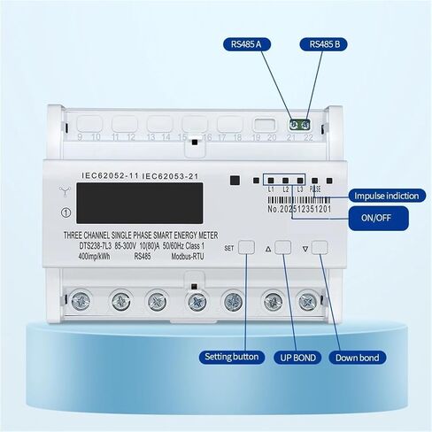 DTS238-7L3 DIN Rail 3-Circuit Single Phase kWh Meter, 80A 85-300V LCD RS485 in Kuwait