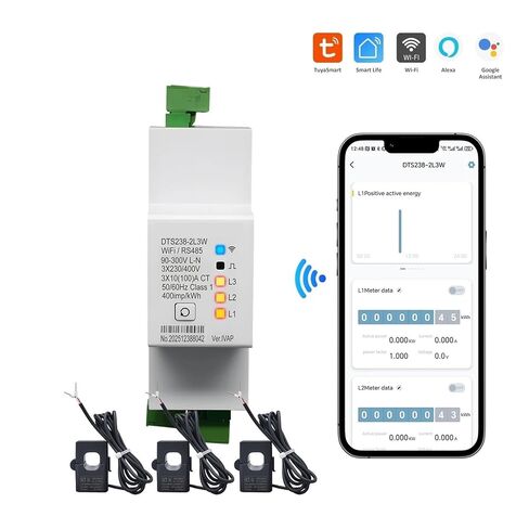DTS238-2L3W WiFi 3-Circuit Single Phase kWh Meter, 100A 85-300V LCD RS485 in Kuwait