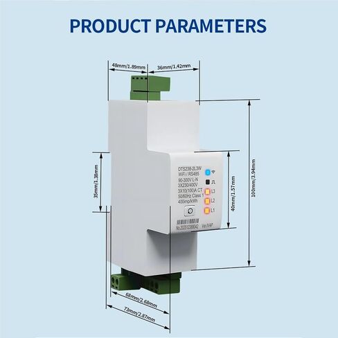 DTS238-2L3W WiFi 3-Circuit Single Phase kWh Meter, 100A 85-300V LCD RS485 in Kuwait
