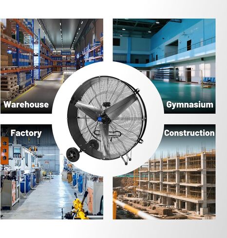 NORTHSKY 42 IN Drum Fan, MAX 30,000 CFM Shop Fan Heavy Duty, 2-Speed, 1/2 HP Powerful Motor, 8 IN Wheels, for Workshop, Factory, Warehouse, Garage, UL Listed in Kuwait