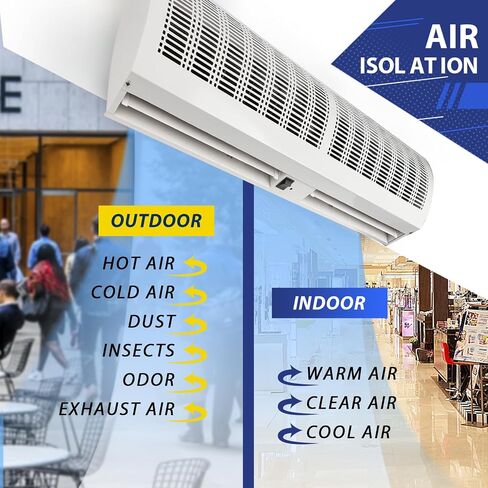 ستارة هواء Wostore مقاس 36 بوصة للمداخل - تمنع الذباب والحشرات والحرارة | سرعتان 1357 CFM، مفتاح باب عن بعد ومغناطيسي، معتمد من CE، تجاري ومنزلي، 110 فولت in Kuwait