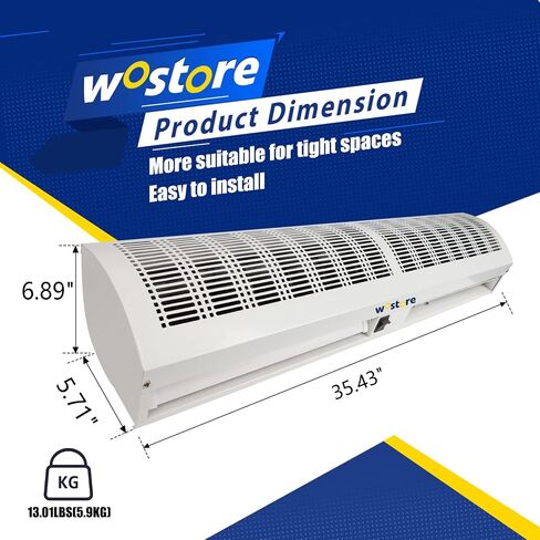 ستارة هواء Wostore مقاس 36 بوصة للمداخل - تمنع الذباب والحشرات والحرارة | سرعتان 1357 CFM، مفتاح باب عن بعد ومغناطيسي، معتمد من CE، تجاري ومنزلي، 110 فولت in Kuwait