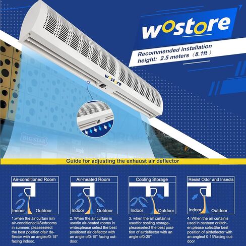 ستارة هواء Wostore مقاس 36 بوصة للمداخل - تمنع الذباب والحشرات والحرارة | سرعتان 1357 CFM، مفتاح باب عن بعد ومغناطيسي، معتمد من CE، تجاري ومنزلي، 110 فولت in Kuwait