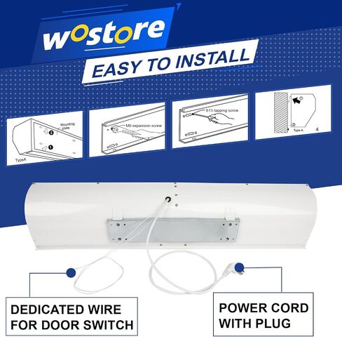 ستارة هواء Wostore مقاس 36 بوصة للمداخل - تمنع الذباب والحشرات والحرارة | سرعتان 1357 CFM، مفتاح باب عن بعد ومغناطيسي، معتمد من CE، تجاري ومنزلي، 110 فولت in Kuwait