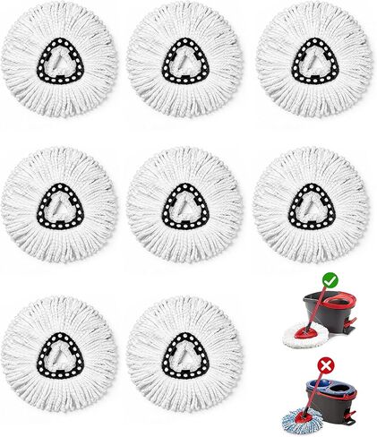 4 Pack Mop Head Replacement Compatible with O Cedar Triangle Swivel Mops,Spin Mop Replacement Head 100% Microfiber,Deep Cleaning,EPSUNORISE Compatible with O Cedar Mops(White) in Saudi Arabia