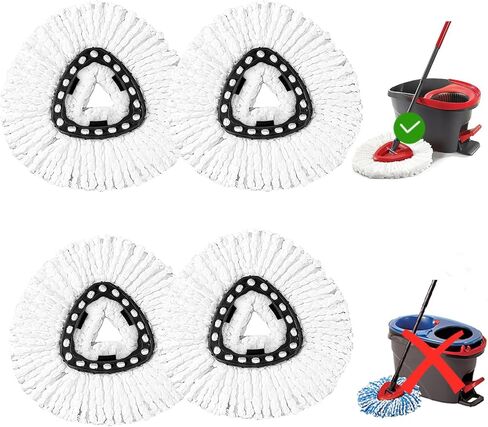 4 Pack Mop Head Replacement Compatible with O Cedar Triangle Swivel Mops,Spin Mop Replacement Head 100% Microfiber,Deep Cleaning,EPSUNORISE Compatible with O Cedar Mops(White) in Saudi Arabia