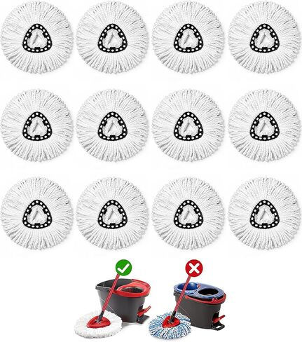 4 Pack Mop Head Replacement Compatible with O Cedar Triangle Swivel Mops,Spin Mop Replacement Head 100% Microfiber,Deep Cleaning,EPSUNORISE Compatible with O Cedar Mops(White) in Saudi Arabia