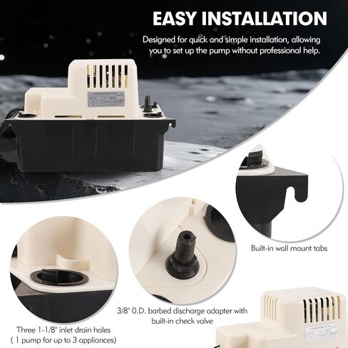 Condensate Removal Pump, 80 GPH 1/30 HP Automatic Condensate Pump for HVAC, AC Condensate Removal for Air Conditioner, Dehumidifier, Furnace in Kuwait