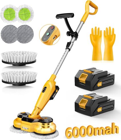qimedo 6000mAh Battery Cordless Electric Mop M3 Pro, 800RPM Electric Power Scrubber & Mops for Floor Cleaning, Automatic Spin Mops with Smart Display,Rotating Mop with LED Light & Water Spray in Kuwait