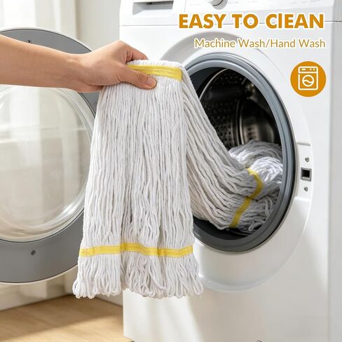 Commercial Mop Heavy Duty Industrial Mop- 3 Extra Large Cotton Looped Heads, 61" Aluminum Handle Mops for Concrete/Tile/Garage Floors-Home, Kitchen in Kuwait