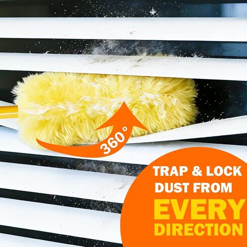 60 Heavy Duty Duster Refills for Swiffer Duster, 3 ft Extendable Handle + 1 Short Handle, Multisurface 360 Dusters kit for Dusting Furniture, Ceiling Fans, Blinds, Corners, Yellow in Kuwait