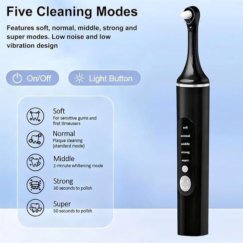 YOFOTHS Tooth Polisher, Rechargeable Teeth Polisher for Daily Cleaning, Whitening and Polishing, Electric Dental Teeth Polishing with LED Light, 6 Brush Heads, 5 Speed Modes, Waterproof in Kuwait