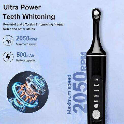 YOFOTHS Tooth Polisher, Rechargeable Teeth Polisher for Daily Cleaning, Whitening and Polishing, Electric Dental Teeth Polishing with LED Light, 6 Brush Heads, 5 Speed Modes, Waterproof in Kuwait