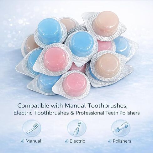 Dental polishing paste,Tooth polishing Paste 5XCoarse (Brown & Coffee Flavor) 5X Medium (Blue & Mint Flavor) 5X Fine (Pink & Strawberry Flavor) with 2 Spoons to Apply Paste to Brush in Kuwait