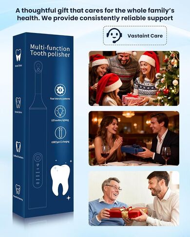 Tooth Polisher, Electric Rechargeable Teeth Polishing Kit with LED Auxiliary Light, 6 Brush Heads & 5 Polish Paste, 4 Modes, IPX6 Waterproof, Easy to Use Tooth Polishing Tool for Home（Sliver） in Saudi Arabia