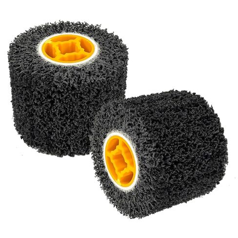 2 Pcs 4.5 x 4 Inch Abrasive Drawing Drum, 40 Grit Sanding Wheel with 3/4 Inch Quad Keyway, Surface Conditioning Burnishing Tool for Hand Held Polishing Machine in Kuwait